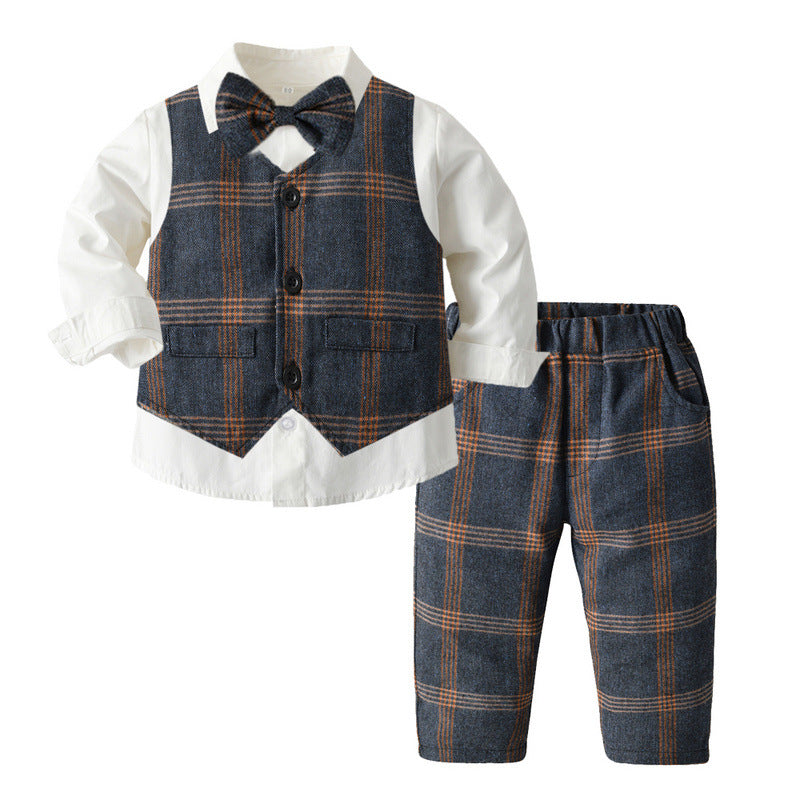 Wholesale Children's Cotton Plaid Vest Set